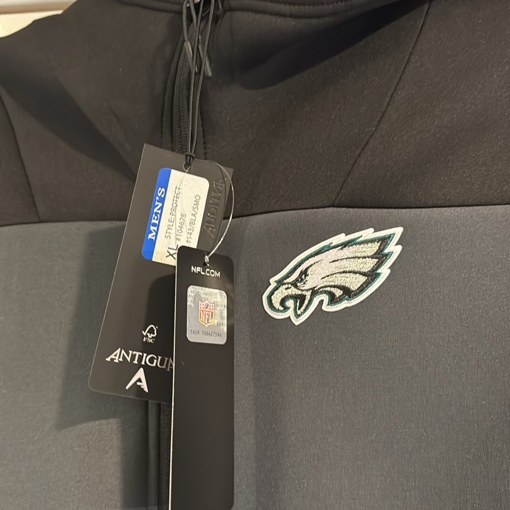 NFL Philadelphia Eagles Antigua Men's XL Full Zip Hooded Performance Jacket, NWT - Picture 2 of 6